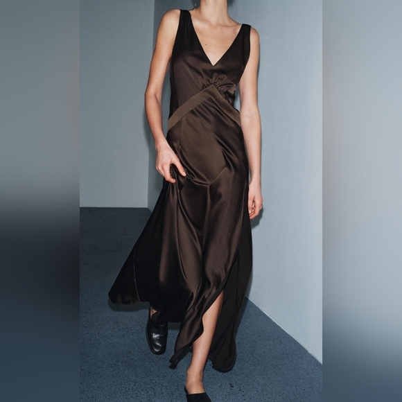 Zara Other - ZARA ZW Satin Splite Long DRESS SIZE L